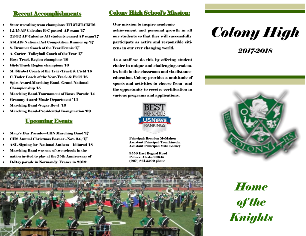 Colony High School’S Mission