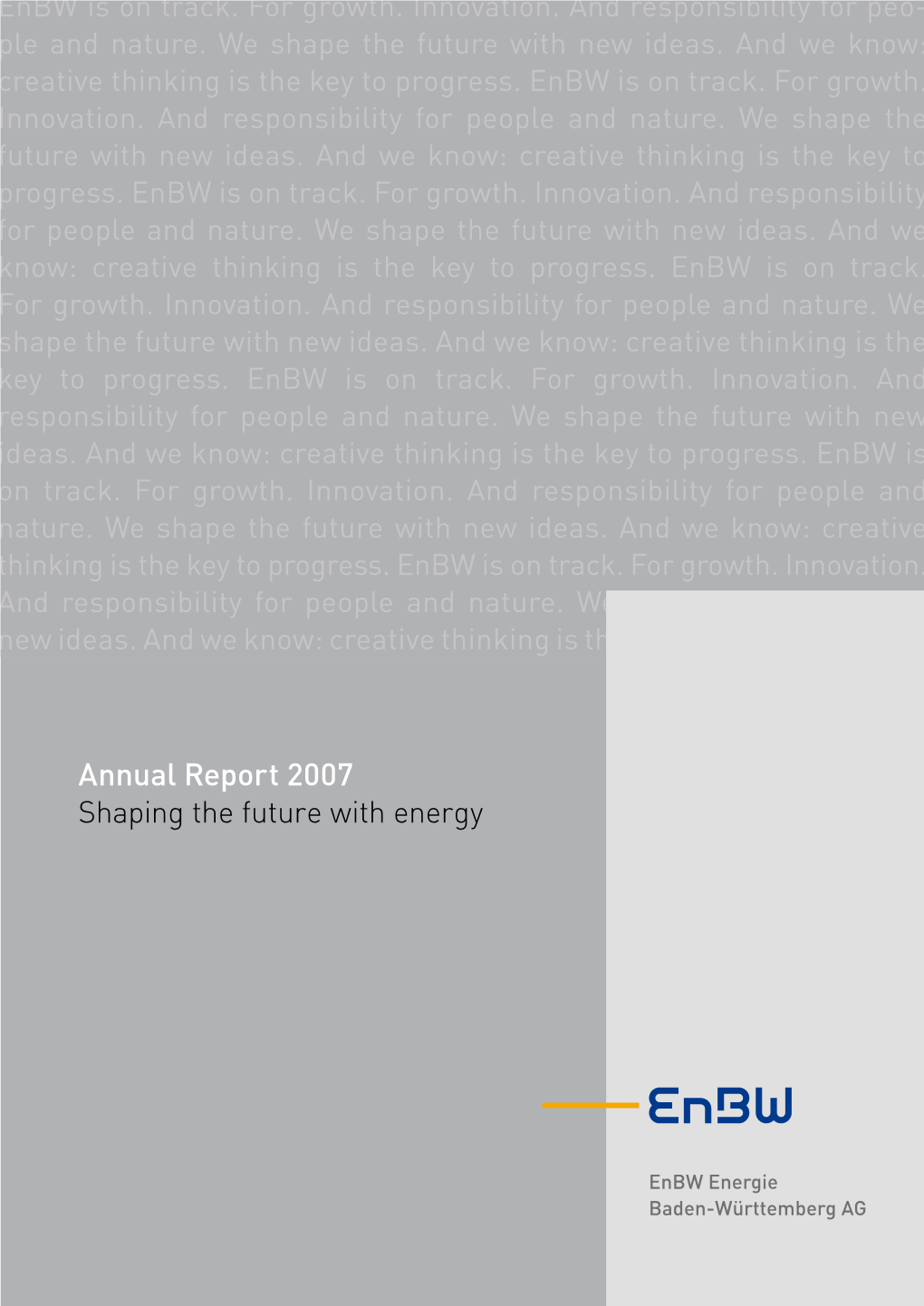 Annual Report 2007 Shaping the Future with Energy