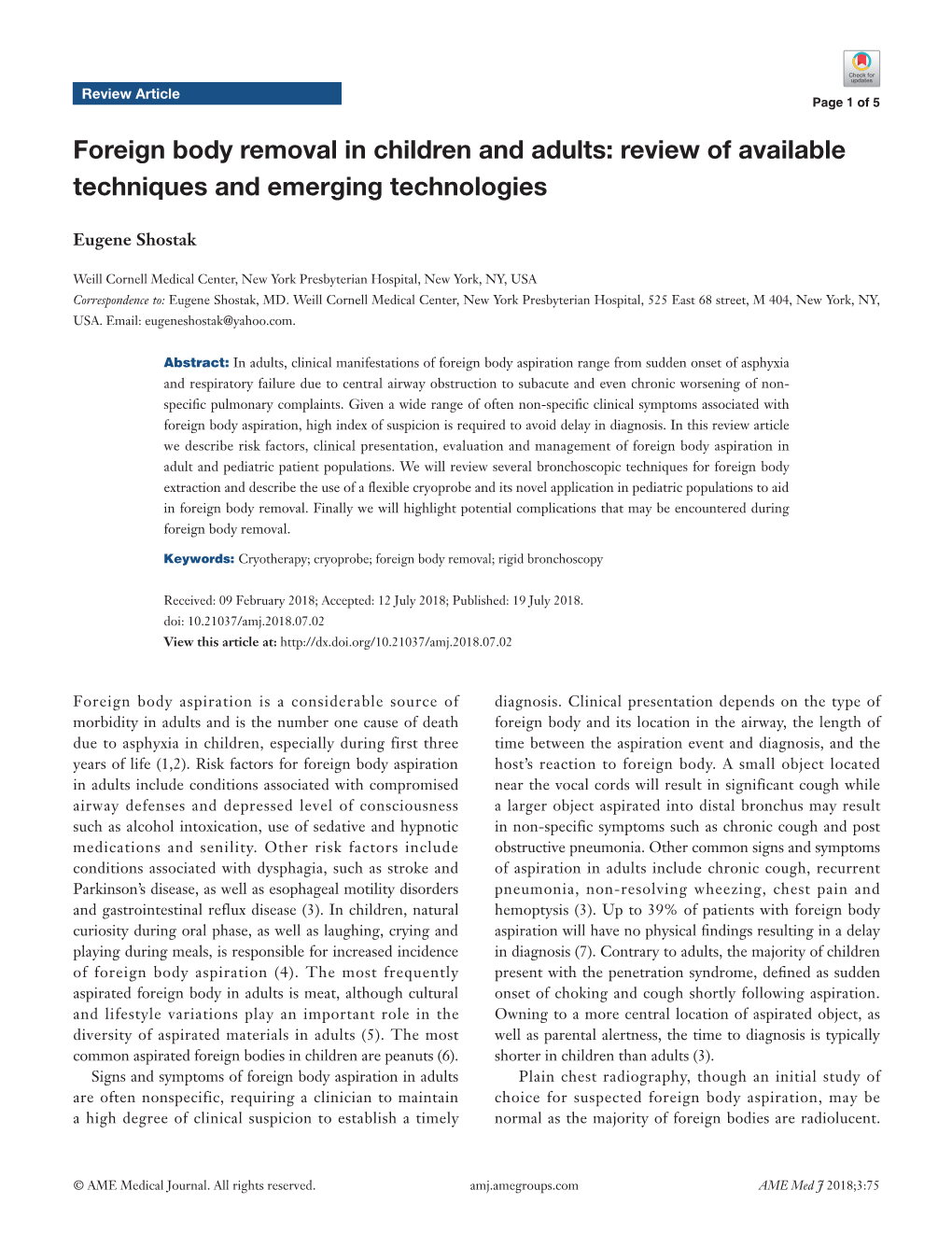 Foreign Body Removal in Children and Adults: Review of Available Techniques and Emerging Technologies