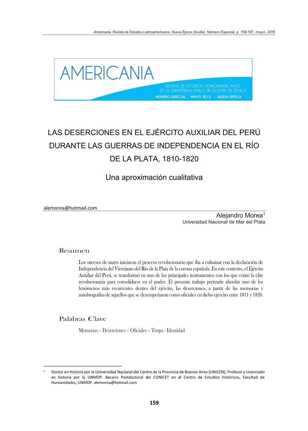 Las Deserciones En El Ejército Auxiliar Del Perú Durante Las Guerras De Independencia En El Río De La Plata, 1810-1820