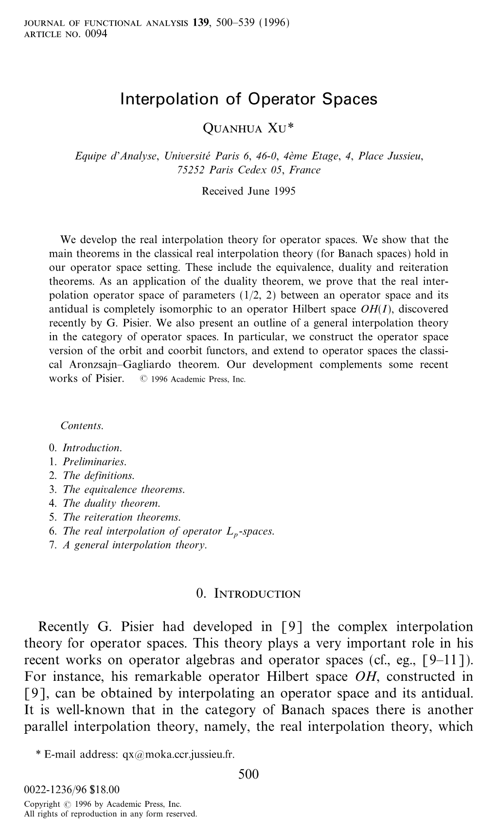 Interpolation of Operator Spaces