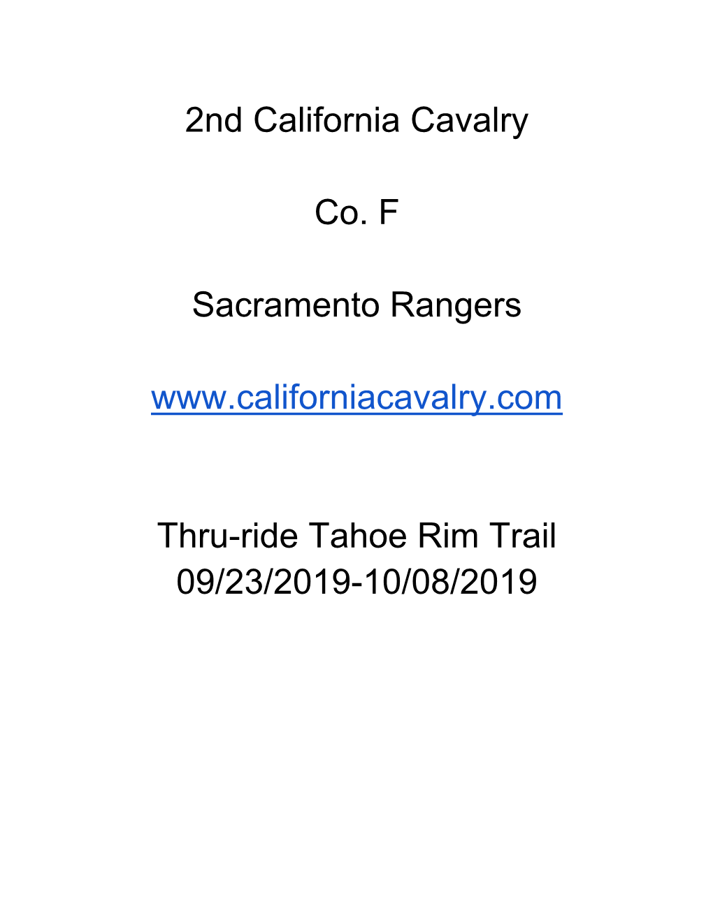 Thru-Ride Tahoe Rim Trail 09/23/2019-10/08/2019