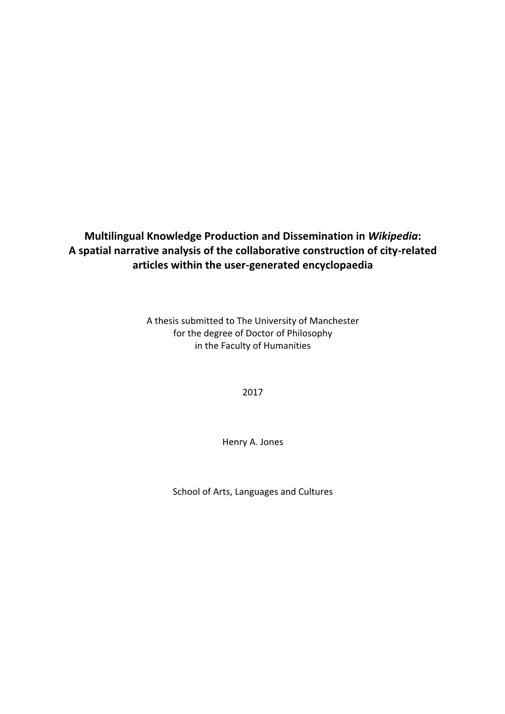 A Spatial Narrative Analysis of the Collaborative Construction of City-Related Articles Within the User-Generated Encyclopaedia