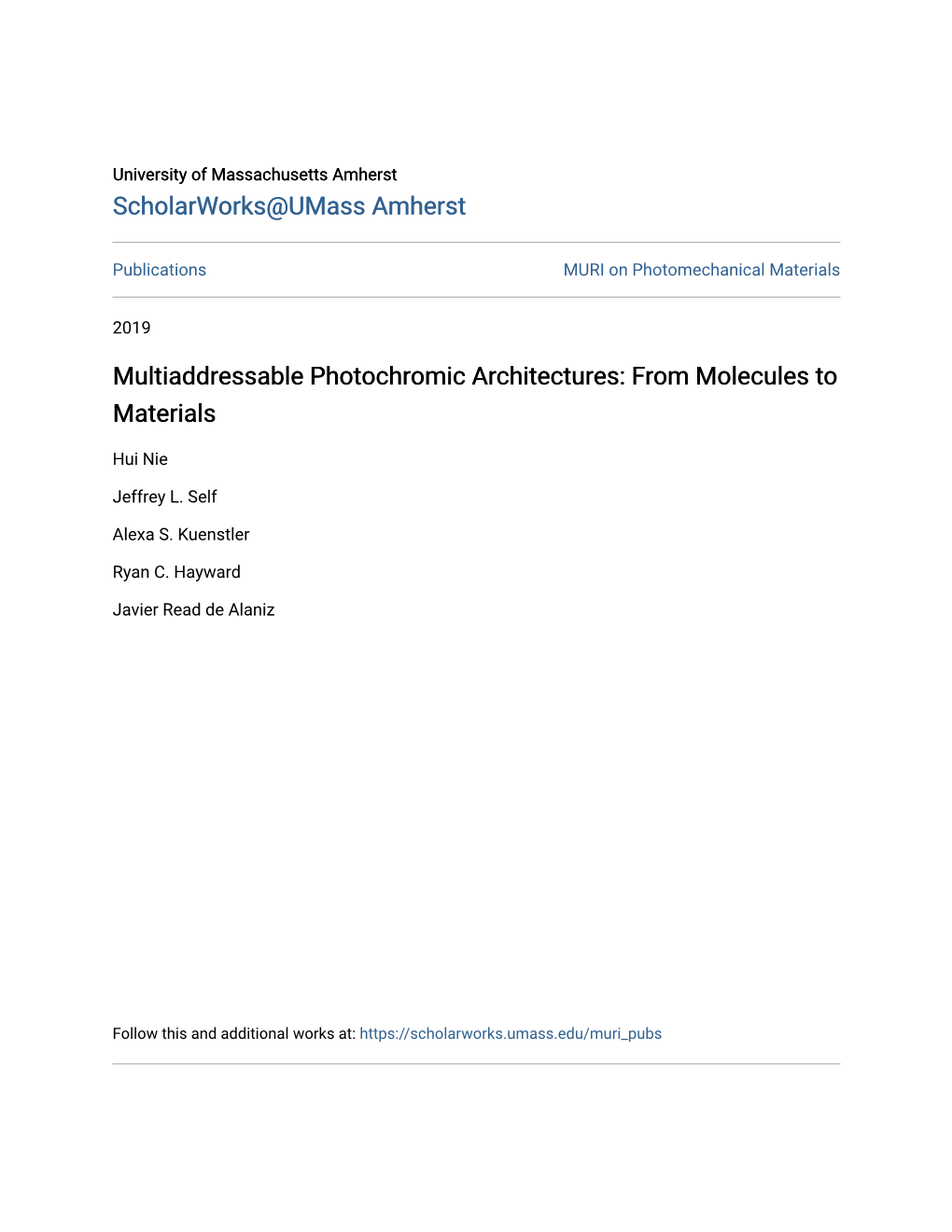 Multiaddressable Photochromic Architectures: from Molecules to Materials