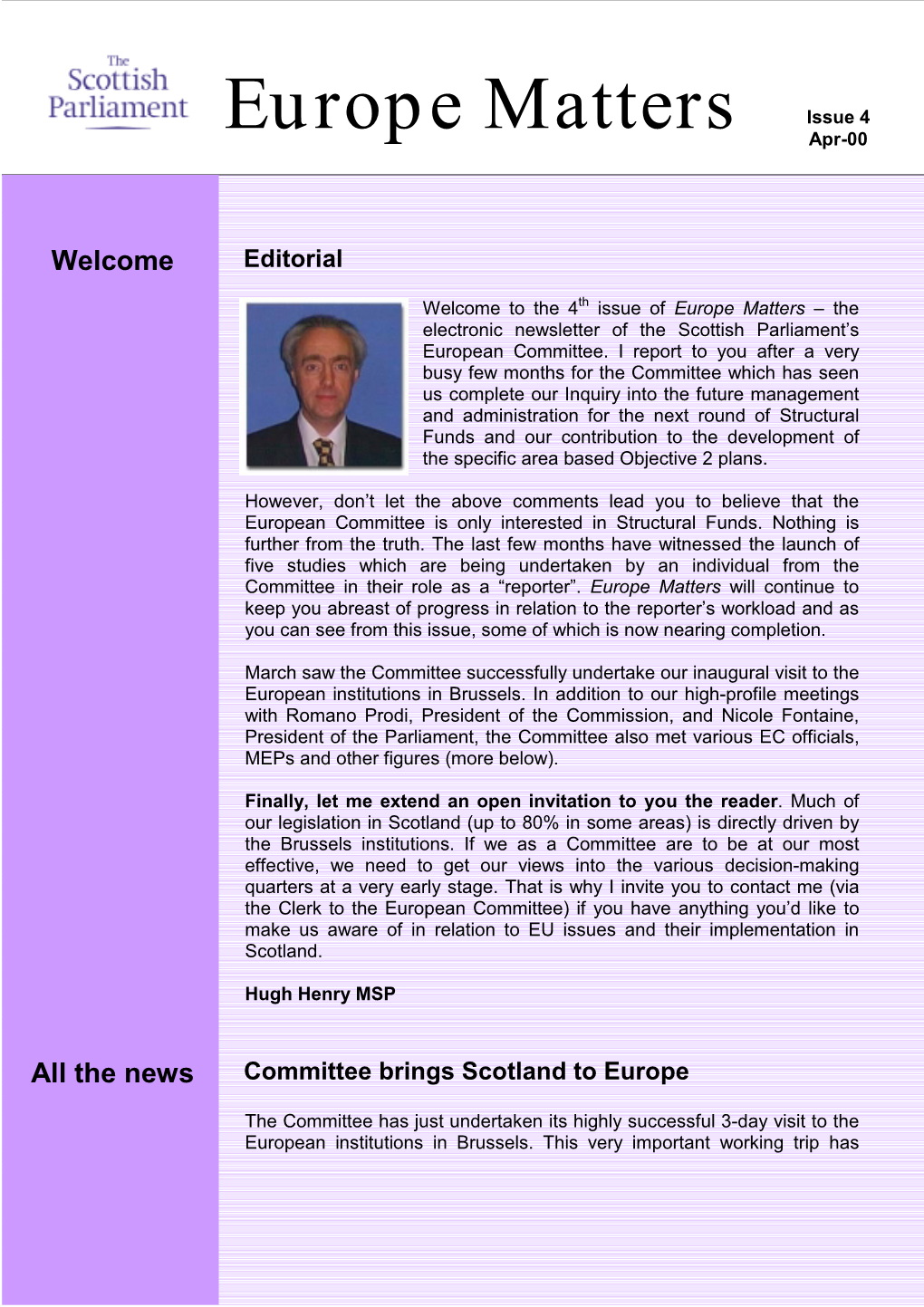 Europe Matters Issue 4 Apr-00