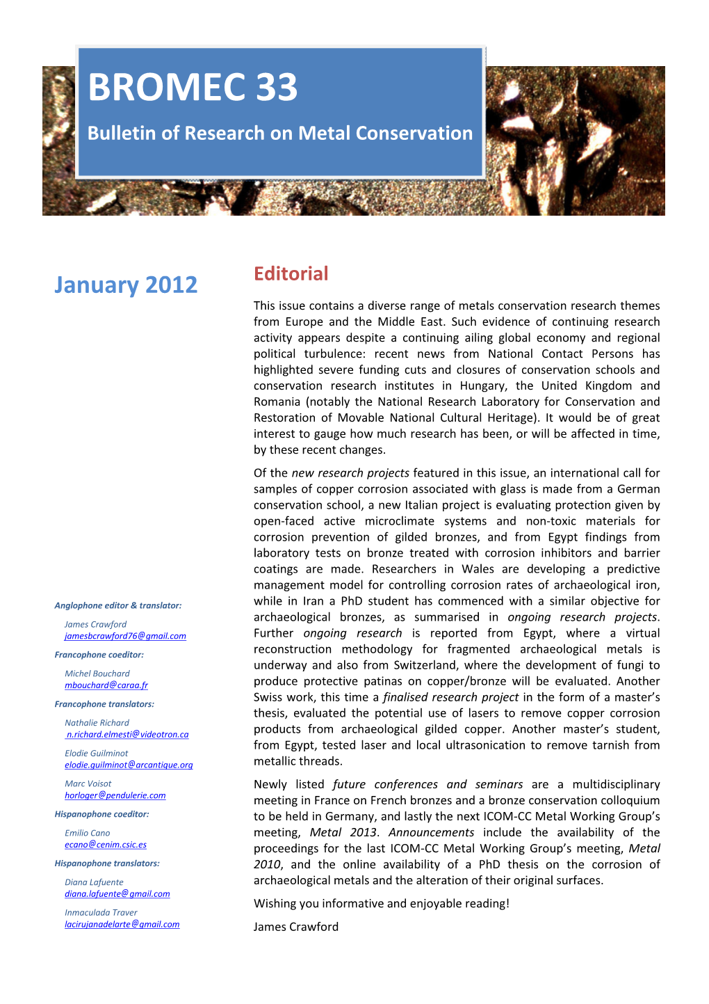 BROMEC 33 Bulletin of Research on Metal Conservation