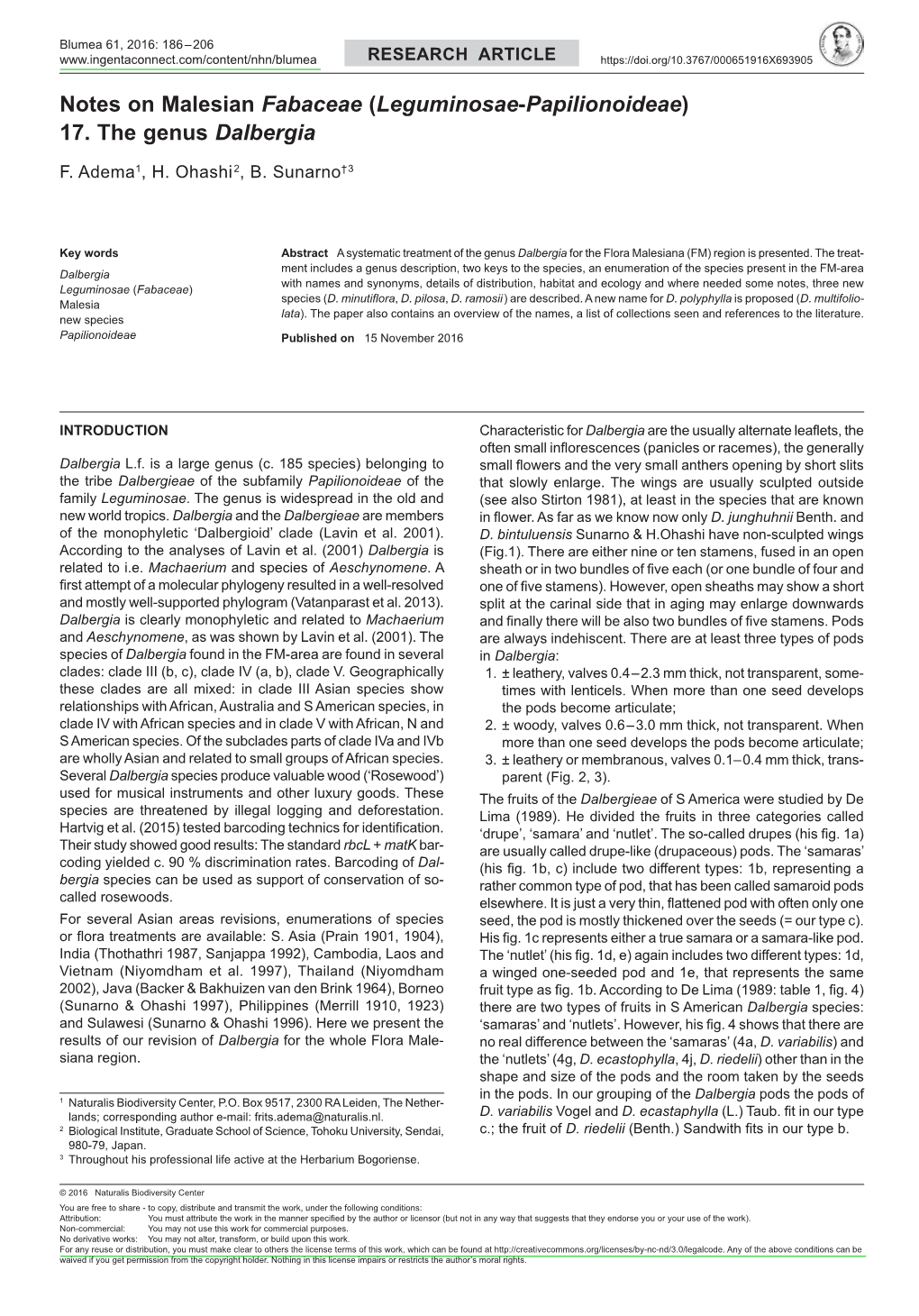 Notes on Malesian &lt;I&gt;Fabaceae&lt;/I&gt;