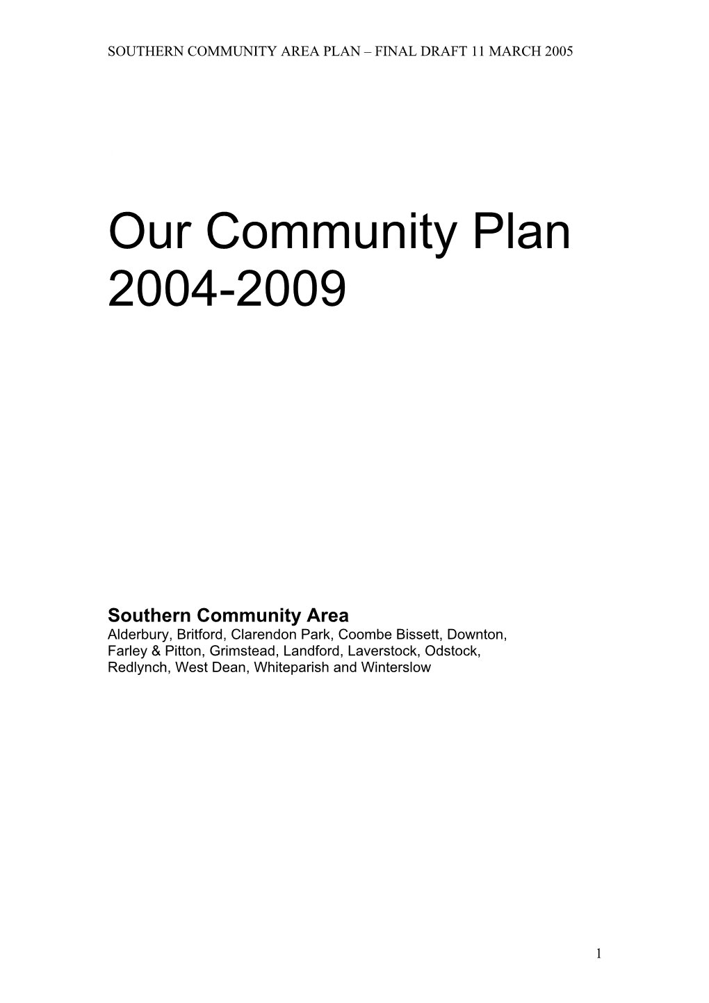 Our Community Plan 2004-2009