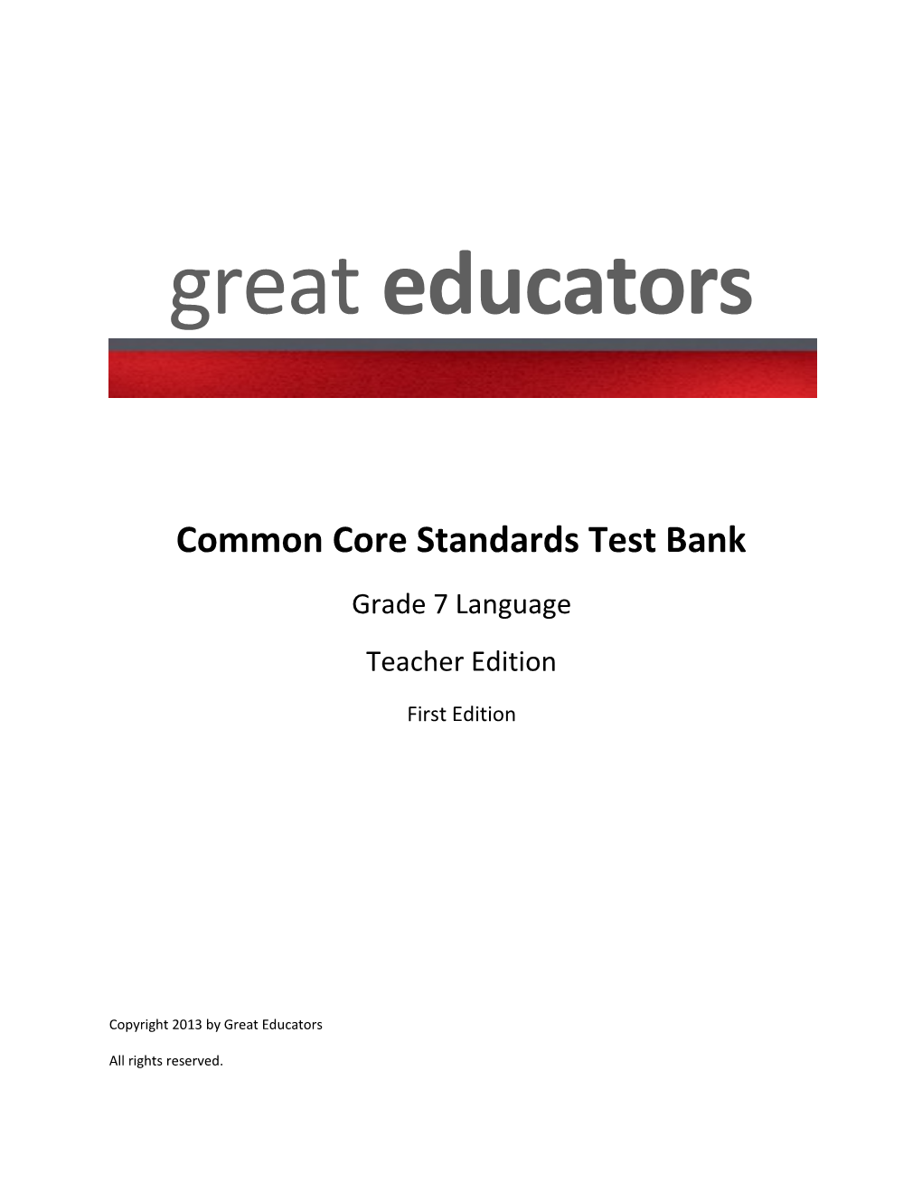 Common Core Standards Test Bank