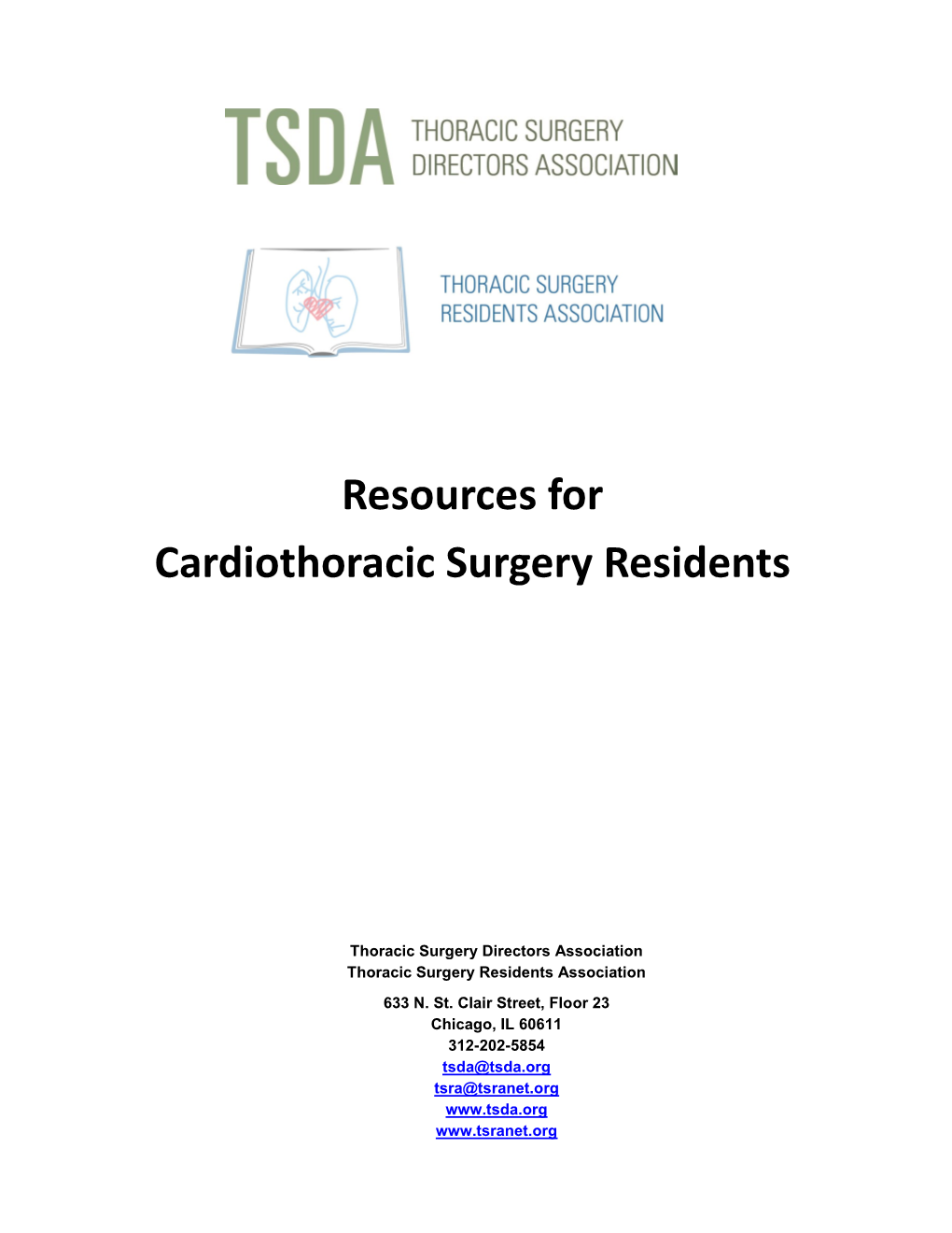 Resources for Cardiothoracic Surgery Residents