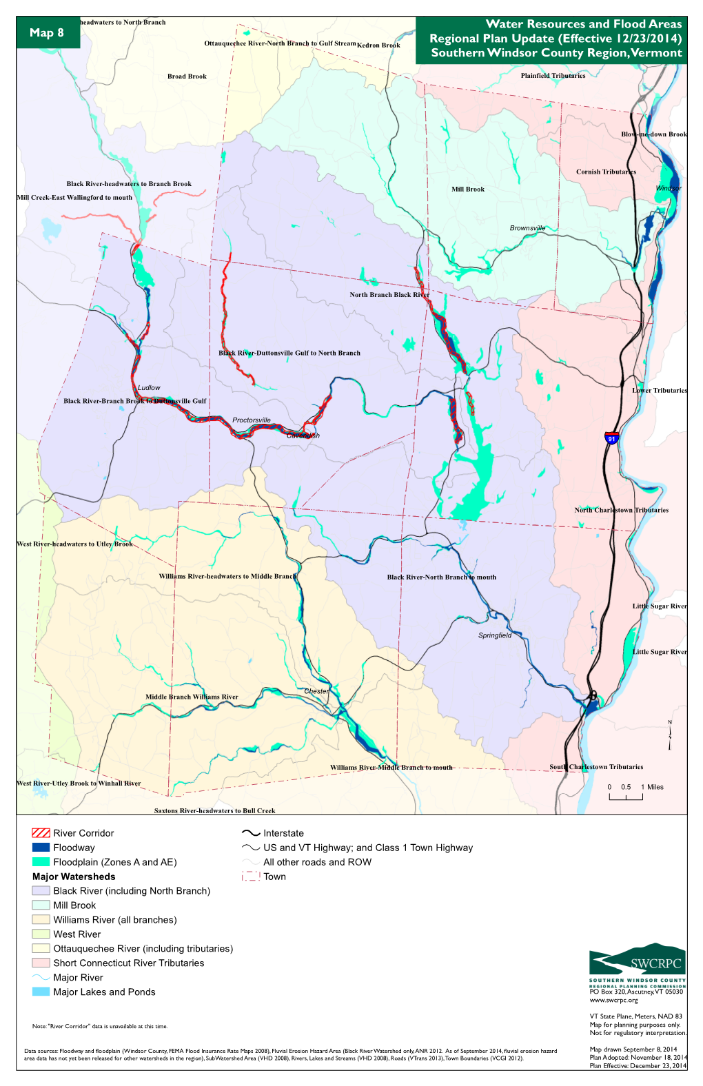 Water Resources and Flood Areas Regional Plan Update (Effective 12/23/2014) Southern Windsor County Region, Vermont Map 8