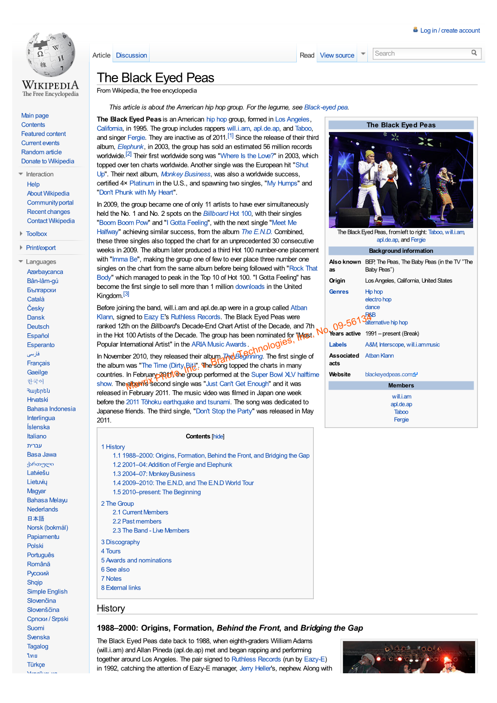 The Black Eyed Peas from Wikipedia, the Free Encyclopedia