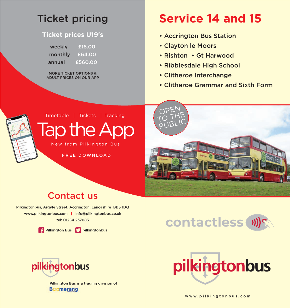 Tap the App PUBLIC New from Pilkington Bus