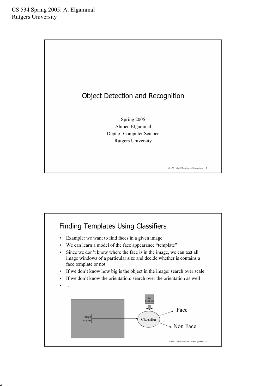 Object Detection and Recognition Finding Templates Using Classifiers