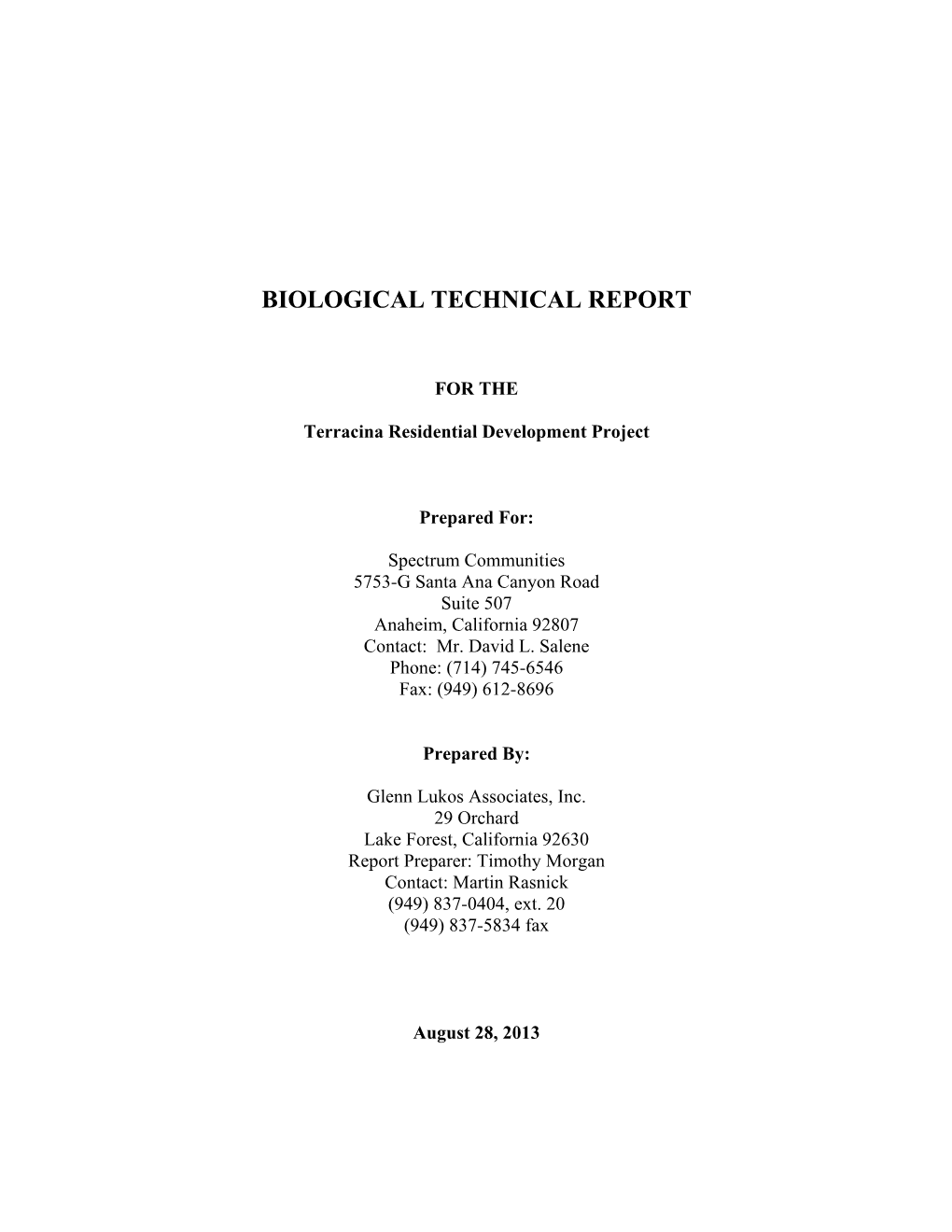 Biological Technical Report