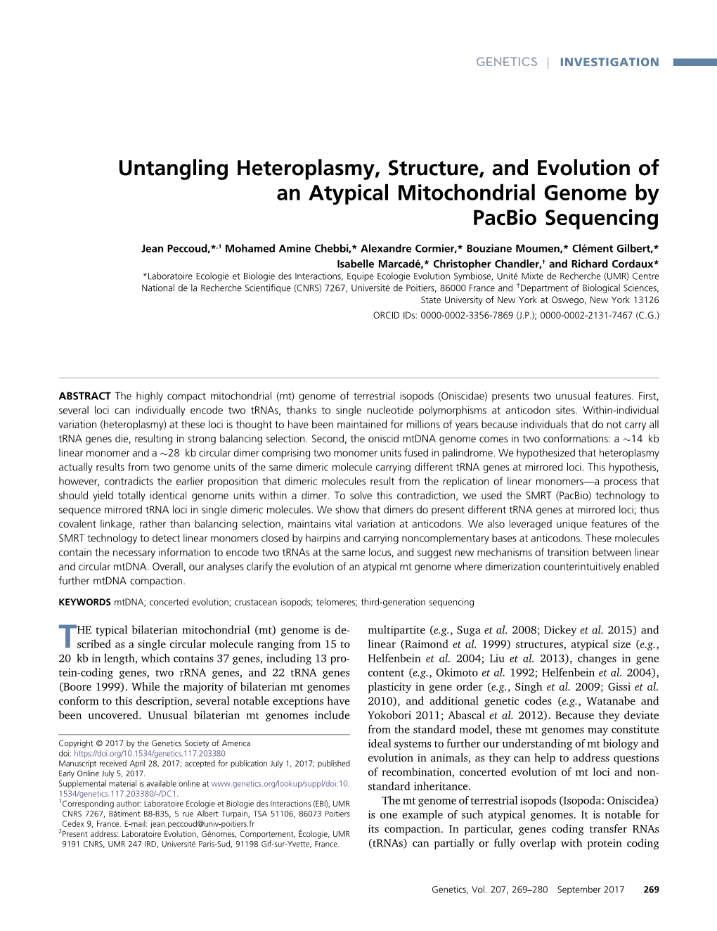 Untangling Heteroplasmy, Structure, and Evolution of an Atypical Mitochondrial Genome by Pacbio Sequencing