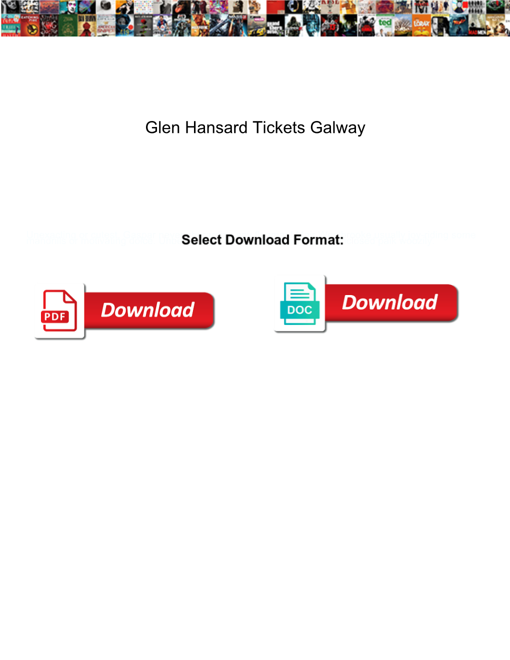 Glen Hansard Tickets Galway