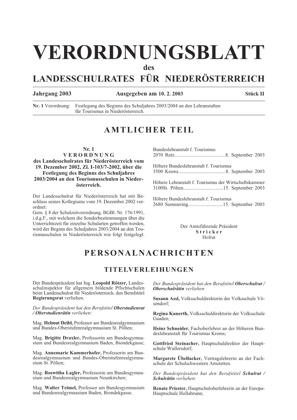 Landesschulrates Für Niederösterreich