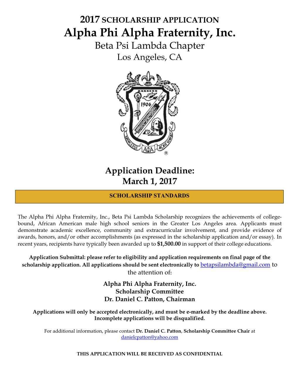 Alpha Phi Alpha Fraternity, Inc. Scholarship Information