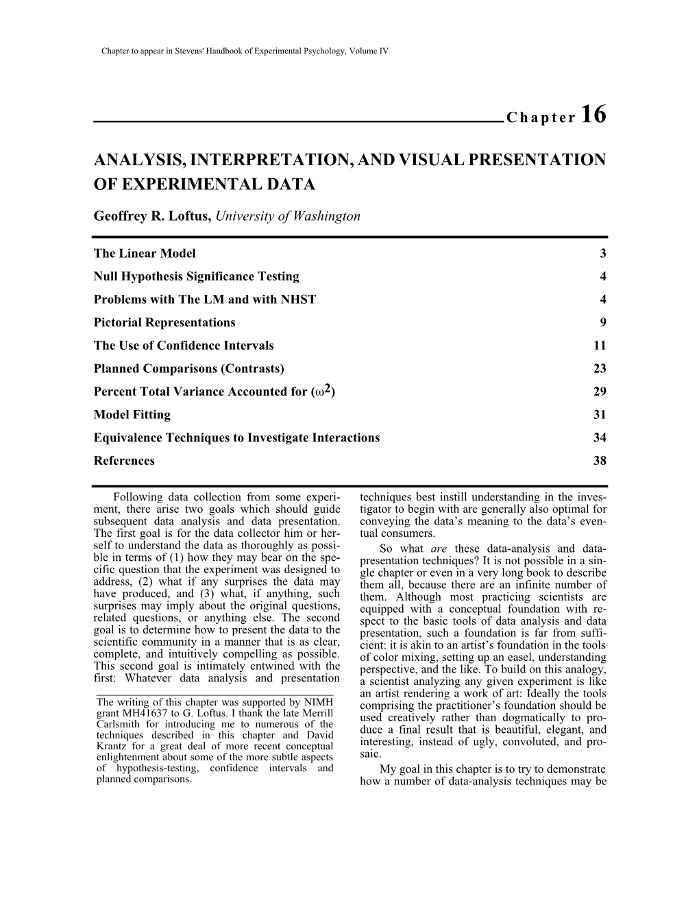 Analysis, Interpretation, and Visual Presentation of Experimental Data