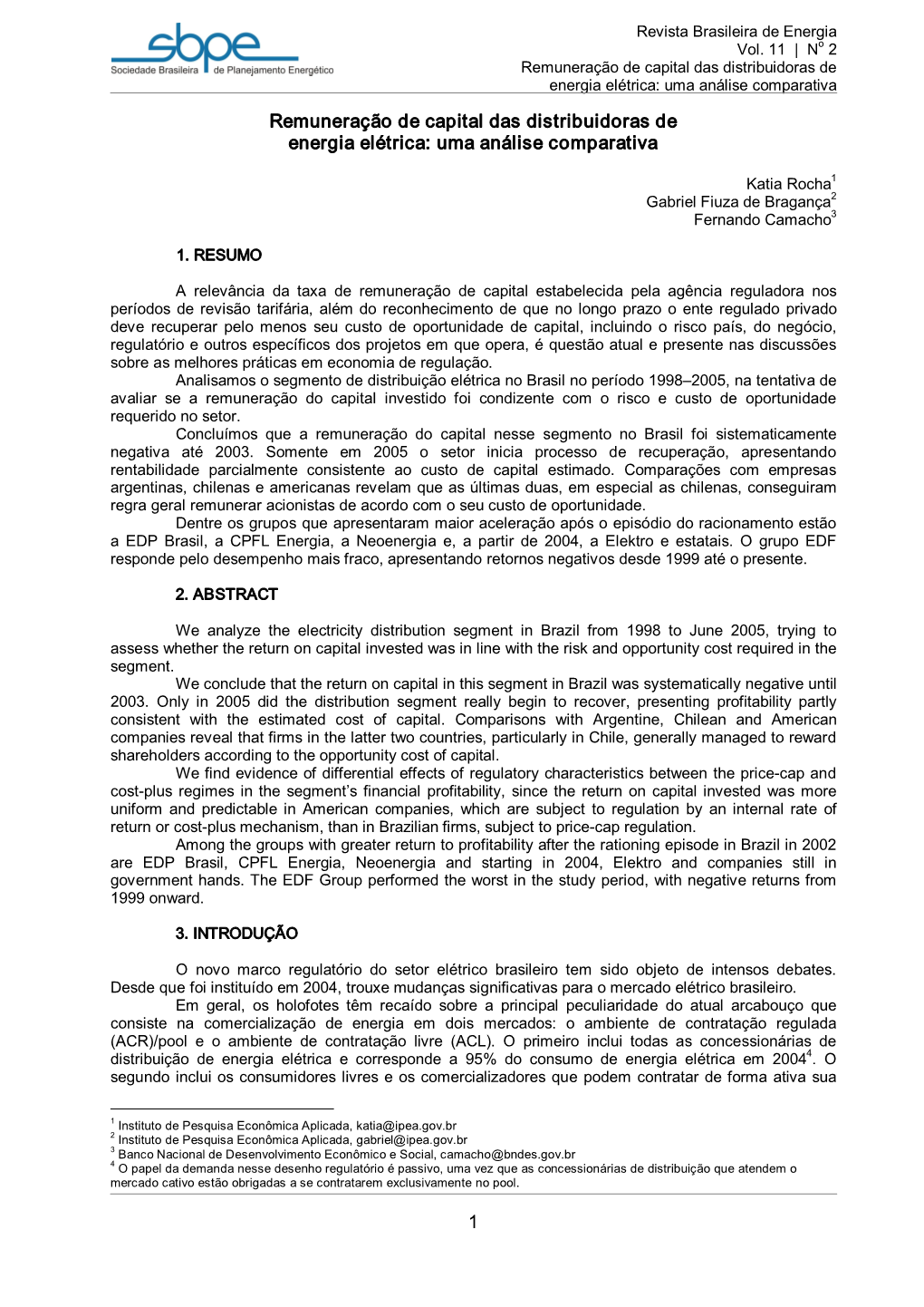 1 Remuneração De Capital Das Distribuidoras De Energia Elétrica