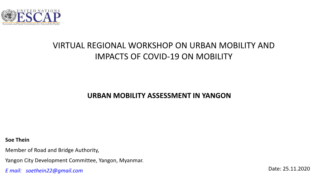 6 Urban Mobility Assessment in Yangon