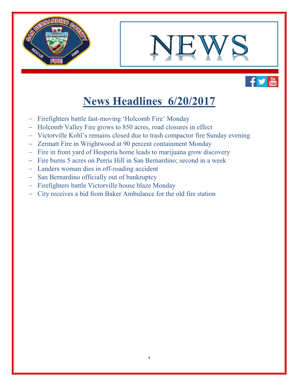 News Headlines 6/20/2017