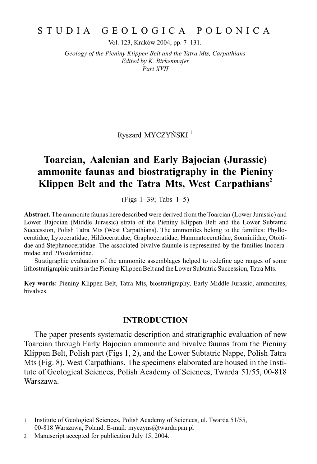 Toarcian, Aalenian and Early Bajocian (Jurassic)