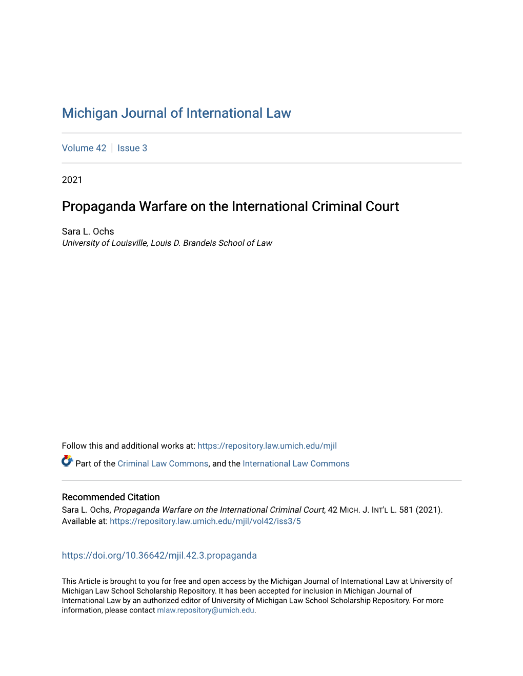Propaganda Warfare on the International Criminal Court