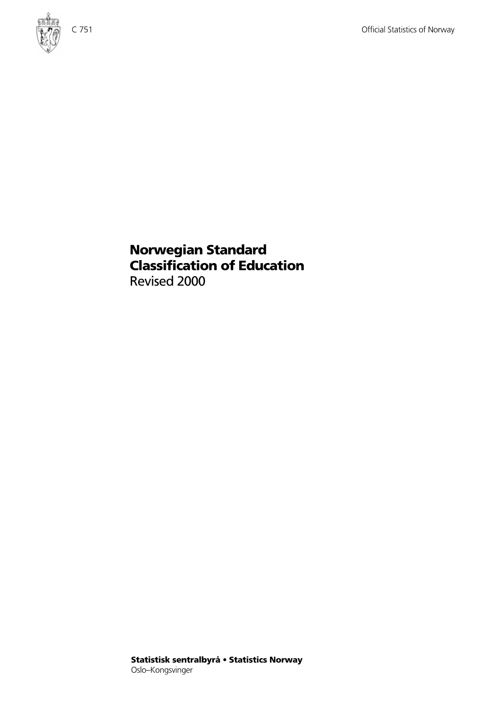 Norwegian Standard Classification of Education Revised 2000