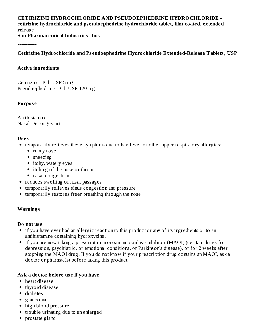 Cetirizine Hydrochloride and Pseudoephedrine