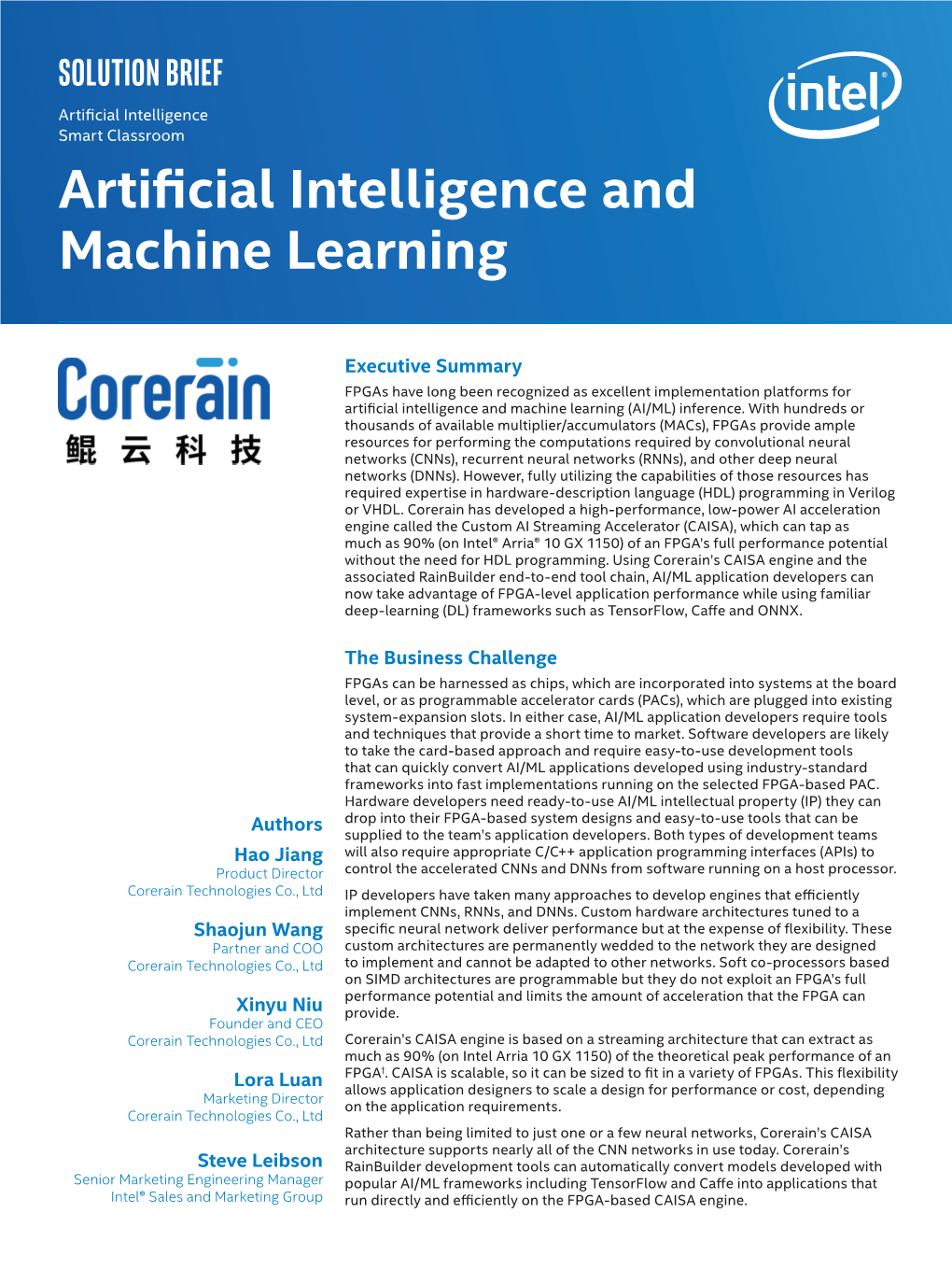 Solution Brief: Artificial Intelligence and Machine Learning