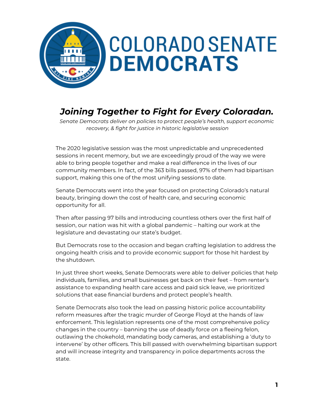 Joining Together to Fight for Every Coloradan