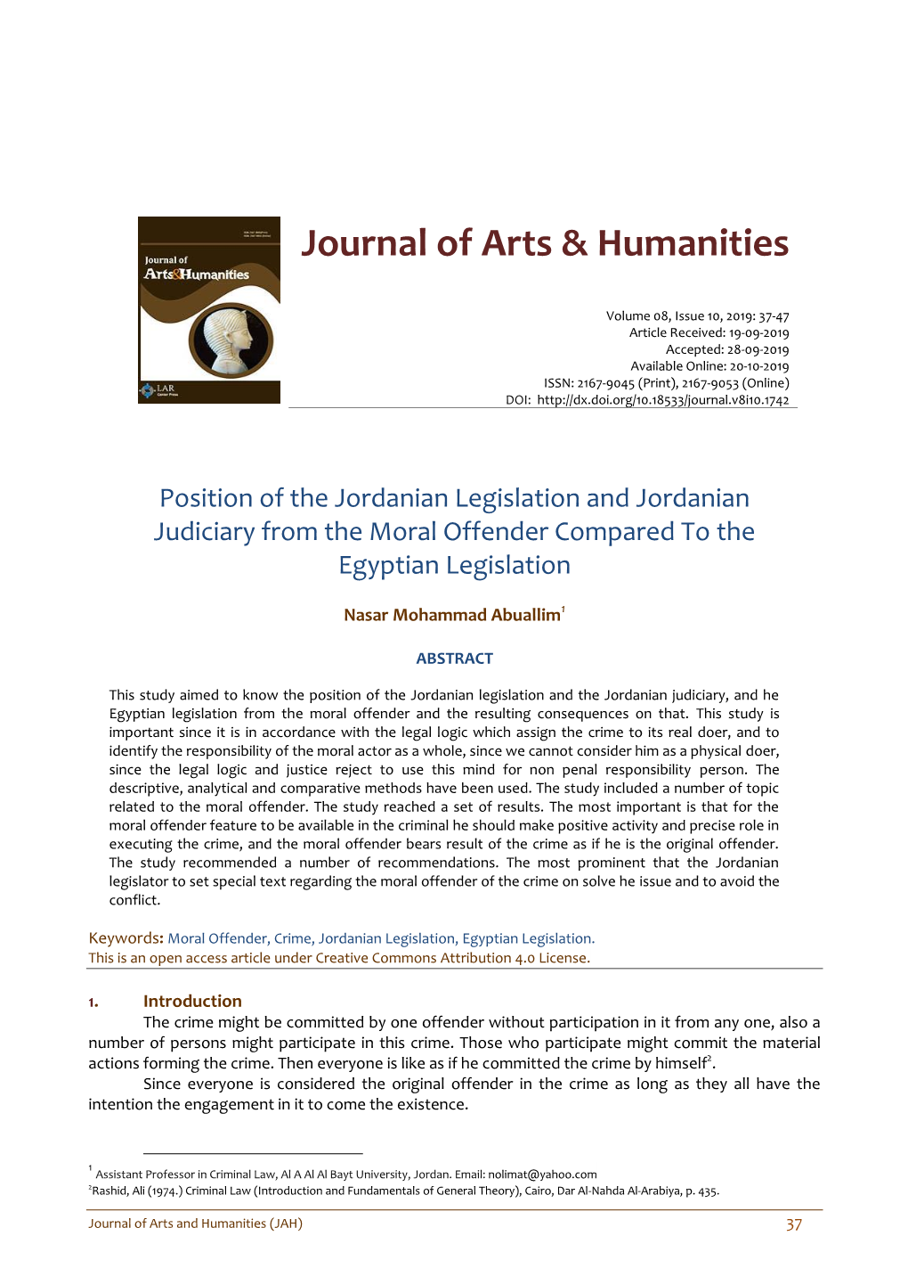 Journal of Arts & Humanities