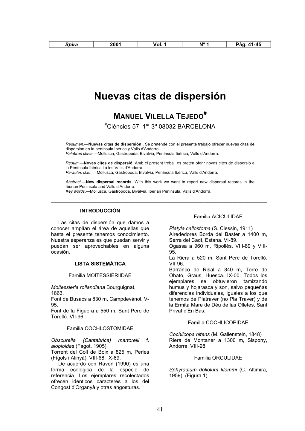 Nuevas Citas De Dispersión. Spira 1(1)