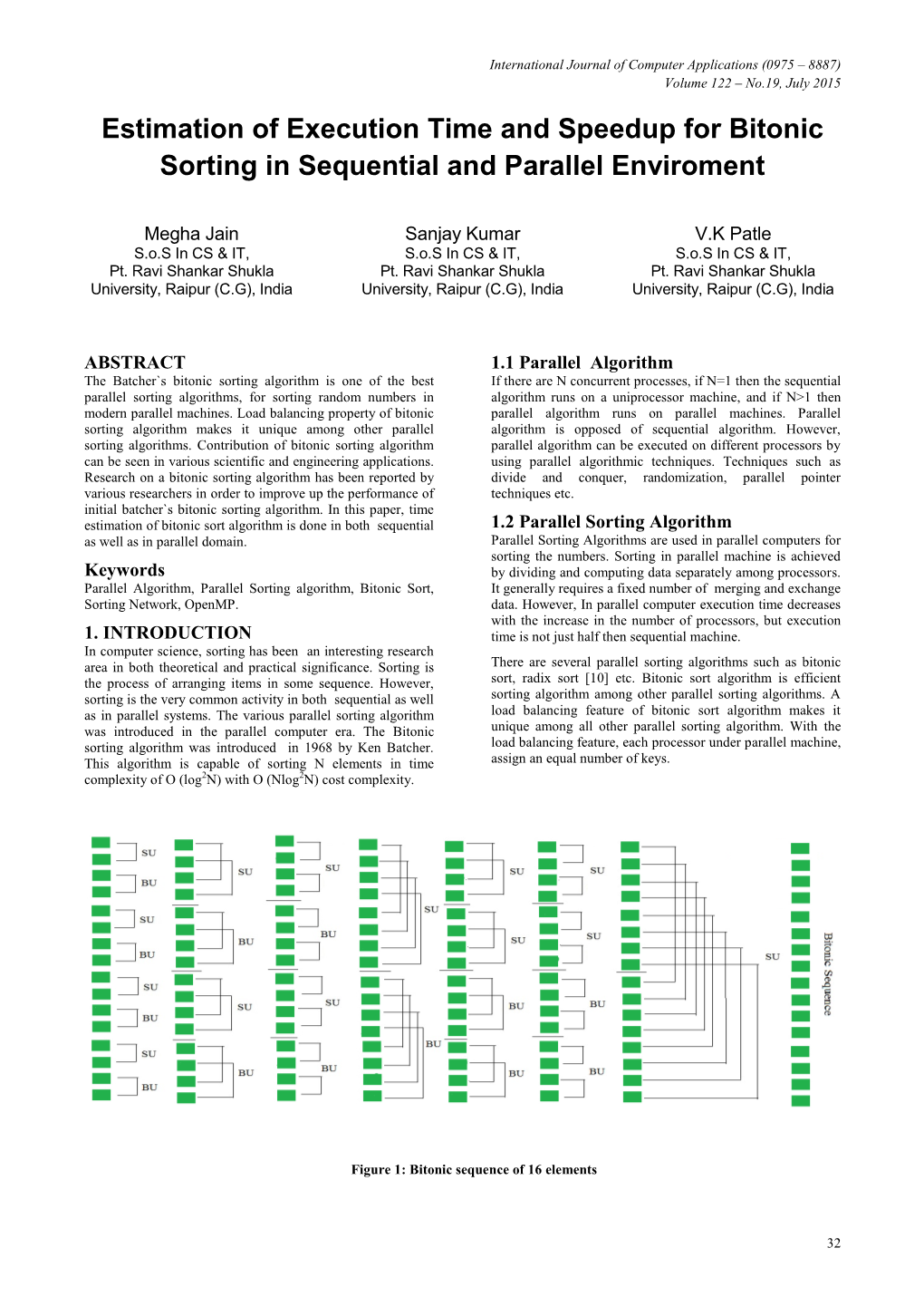 Estimation of Execution Time and Speedup for Bitonic Sorting in Sequential and Parallel Enviroment