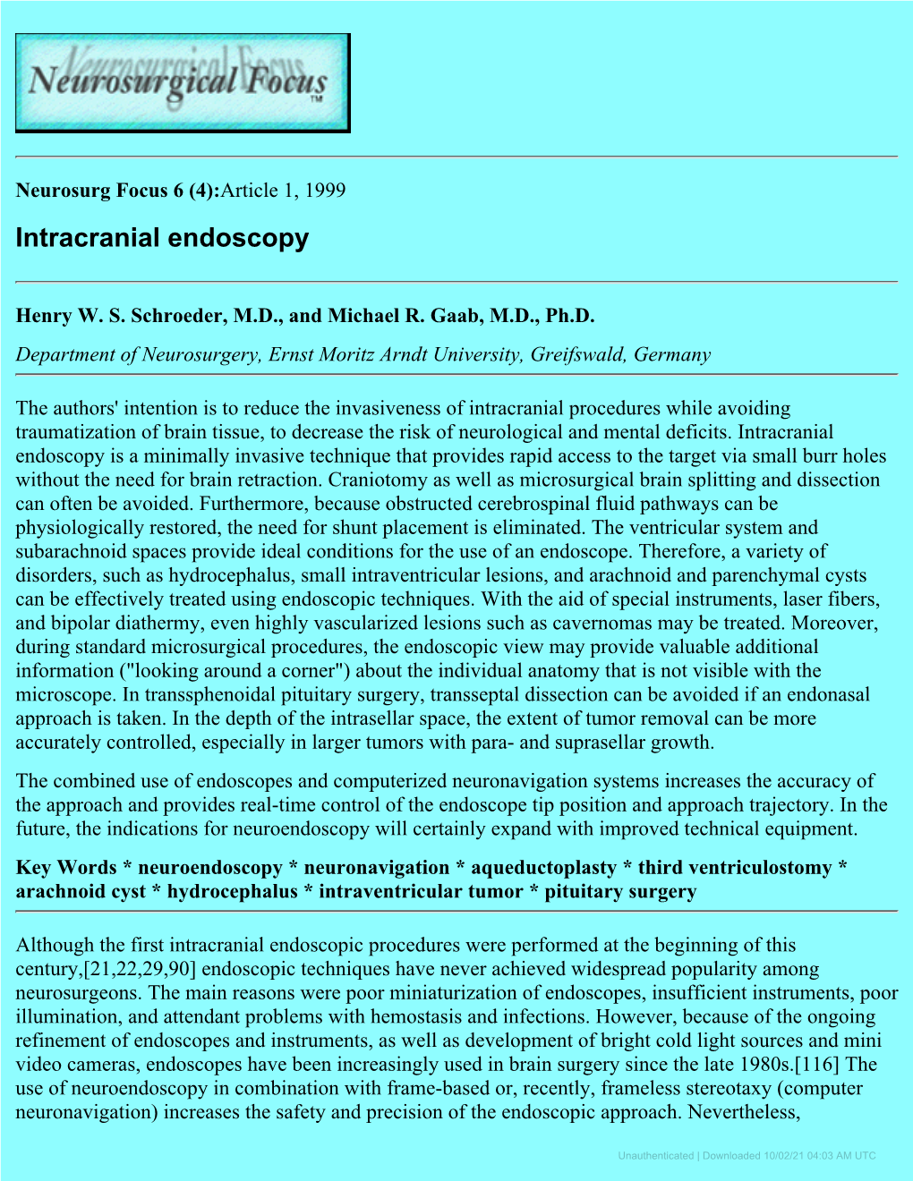 Intracranial Endoscopy