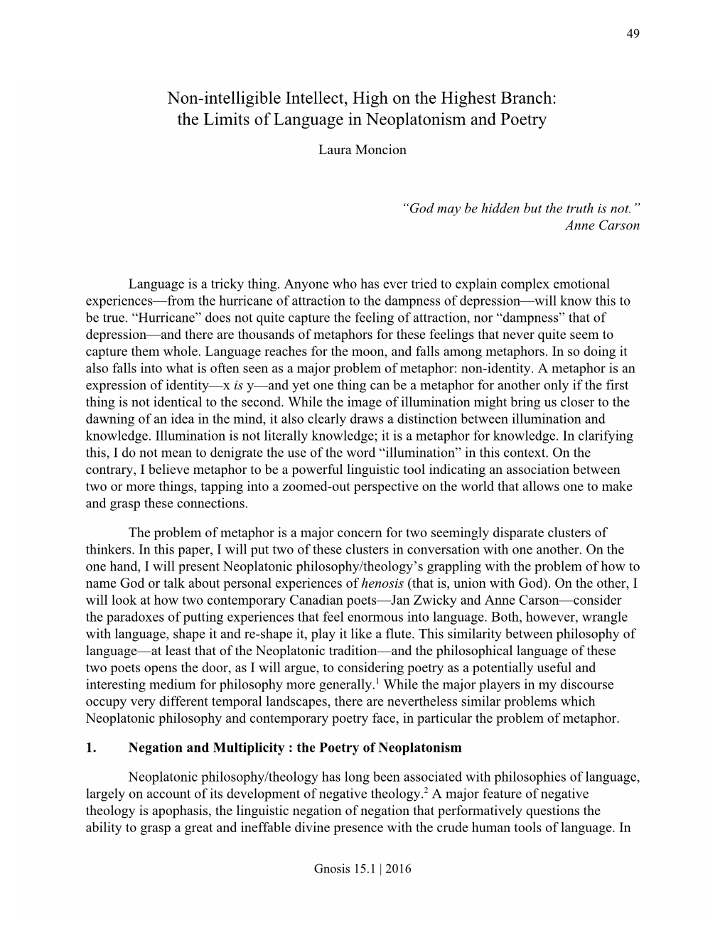 The Limits of Language in Neoplatonism and Poetry