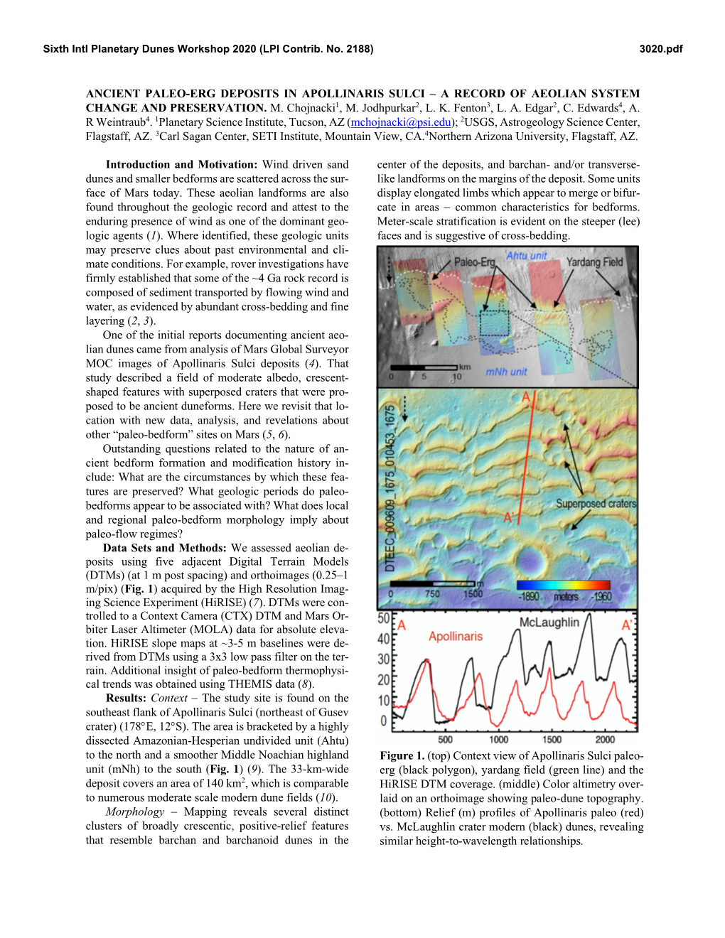 Ancient Paleo-Erg Deposits in Apollinaris Sulci – a Record of Aeolian System Change and Preservation