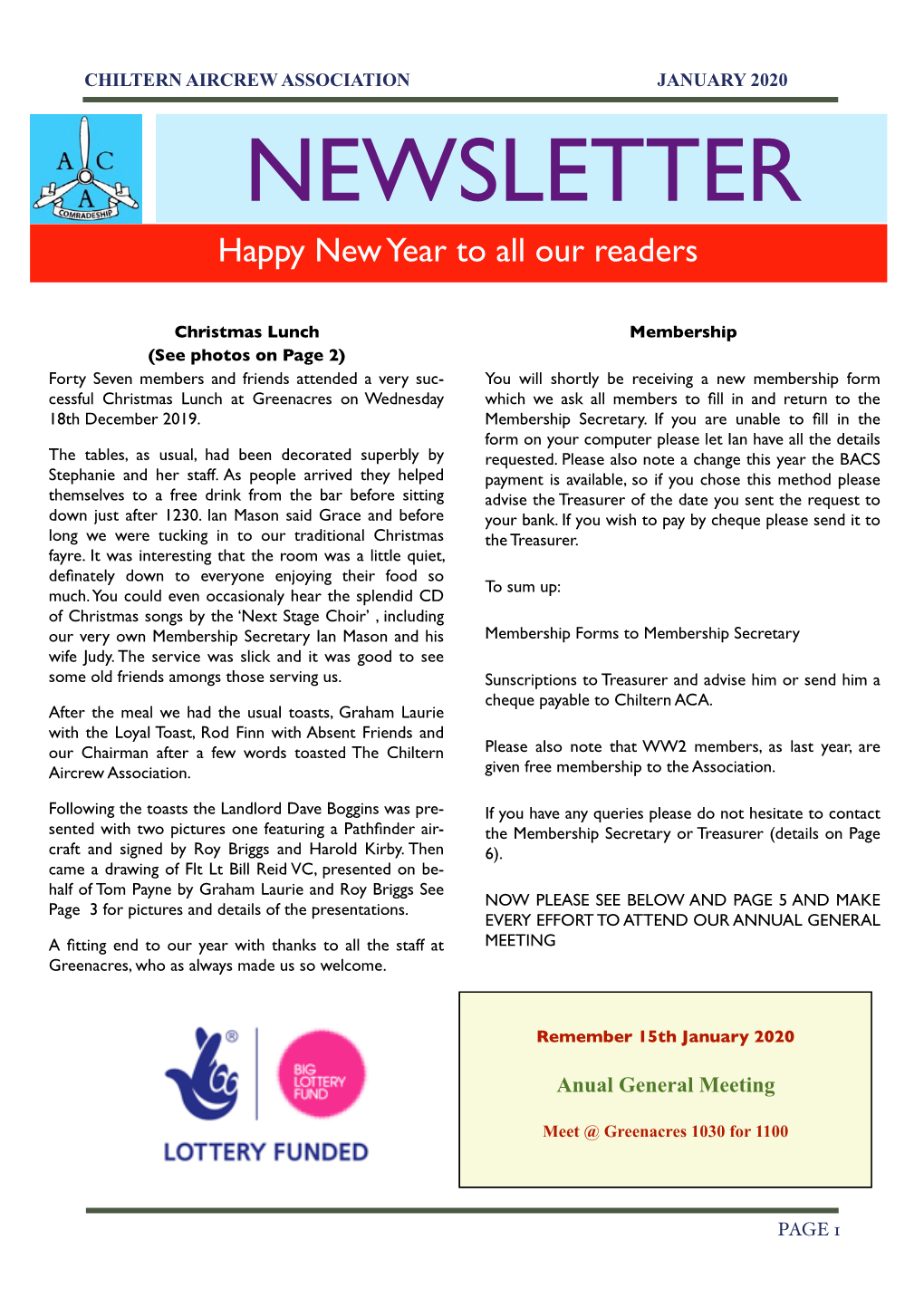 NEWSLETTER Happy New Year to All Our Readers