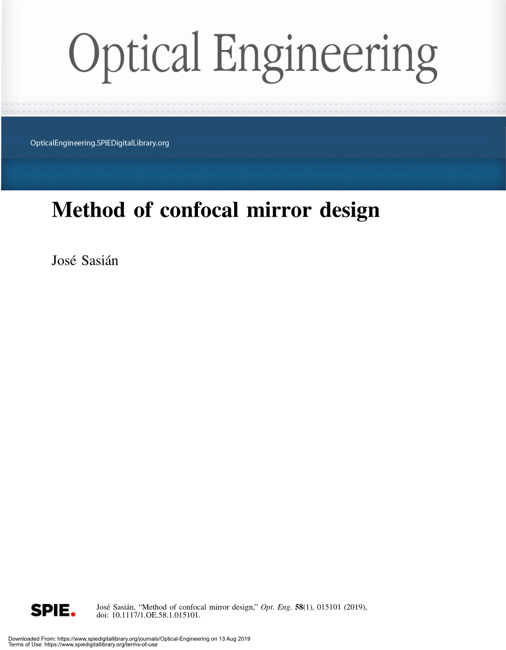 Method of Confocal Mirror Design