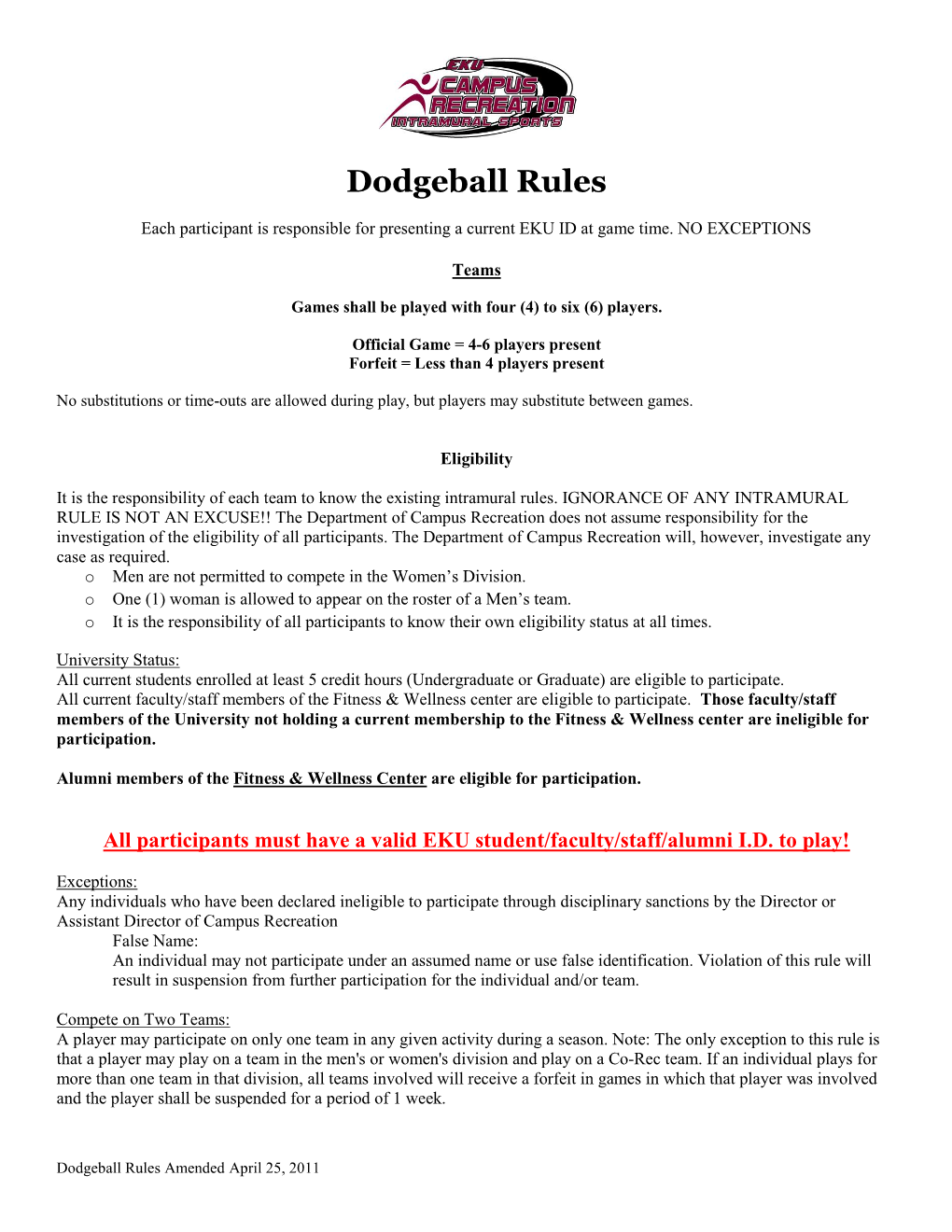 Dodgeball Rules