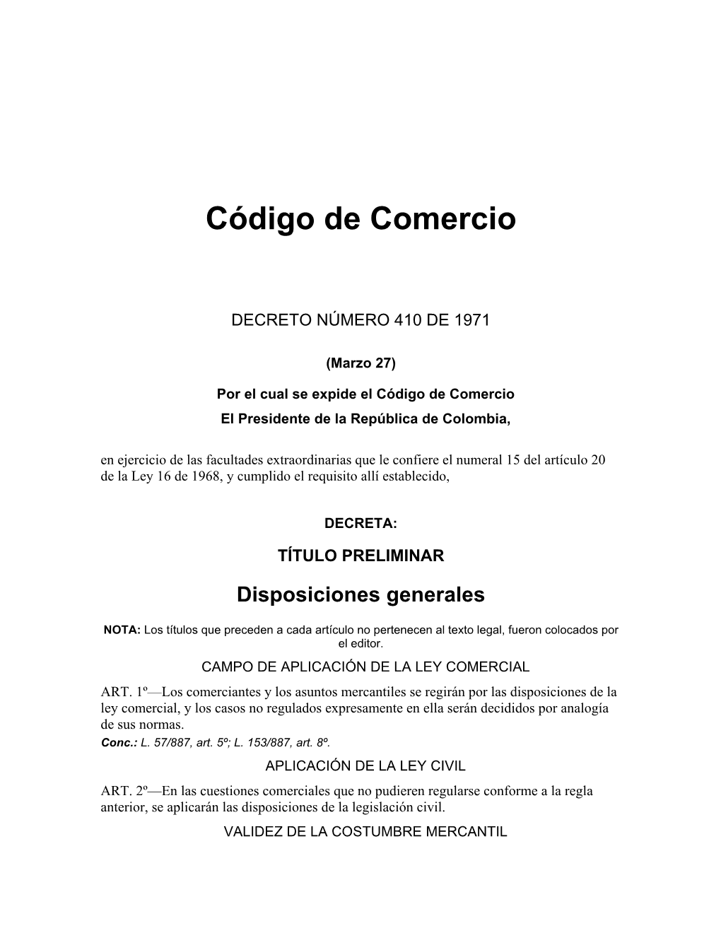 Código De Comercio