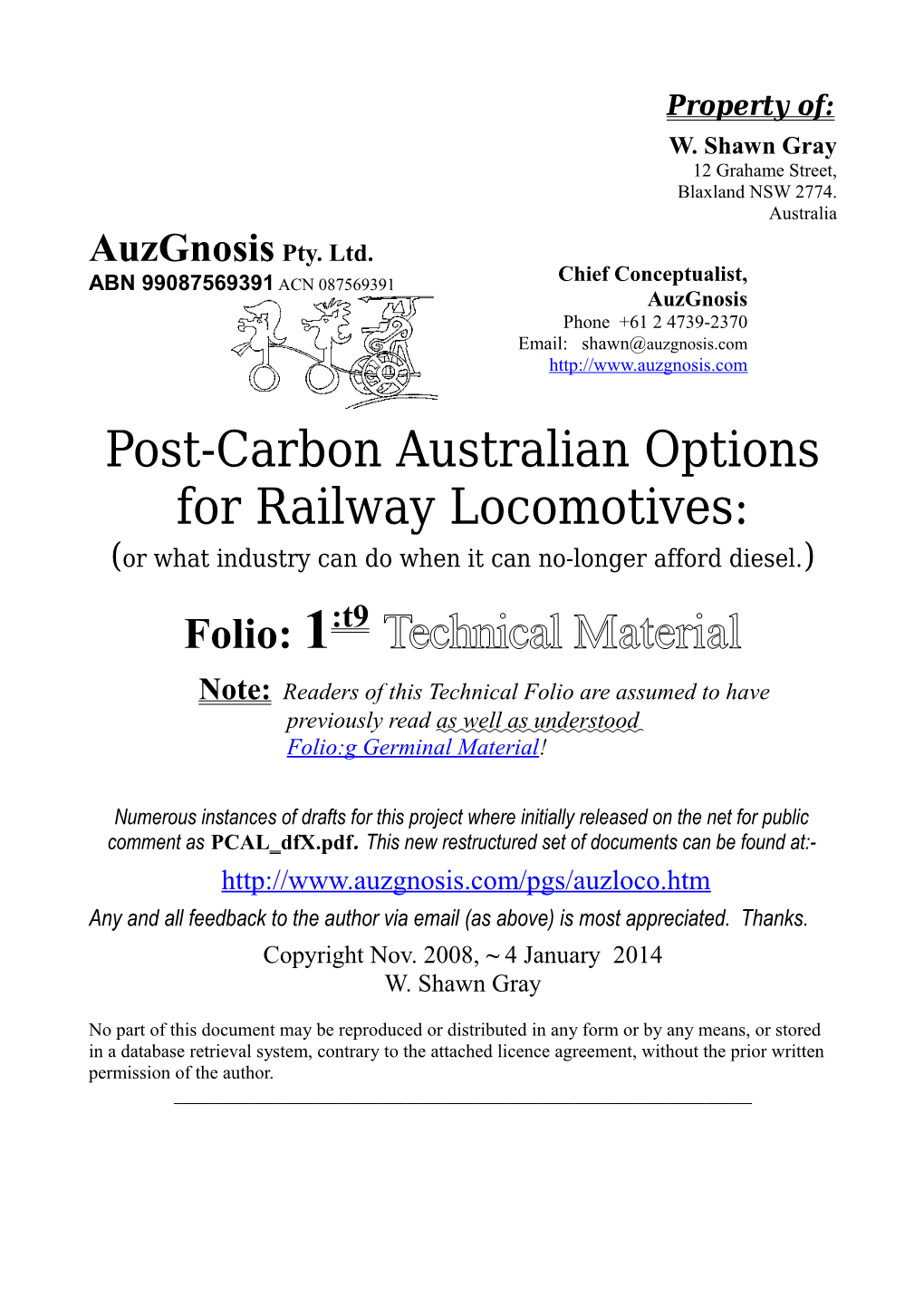 Post-Carbon Australian Options for Railway Locomotives