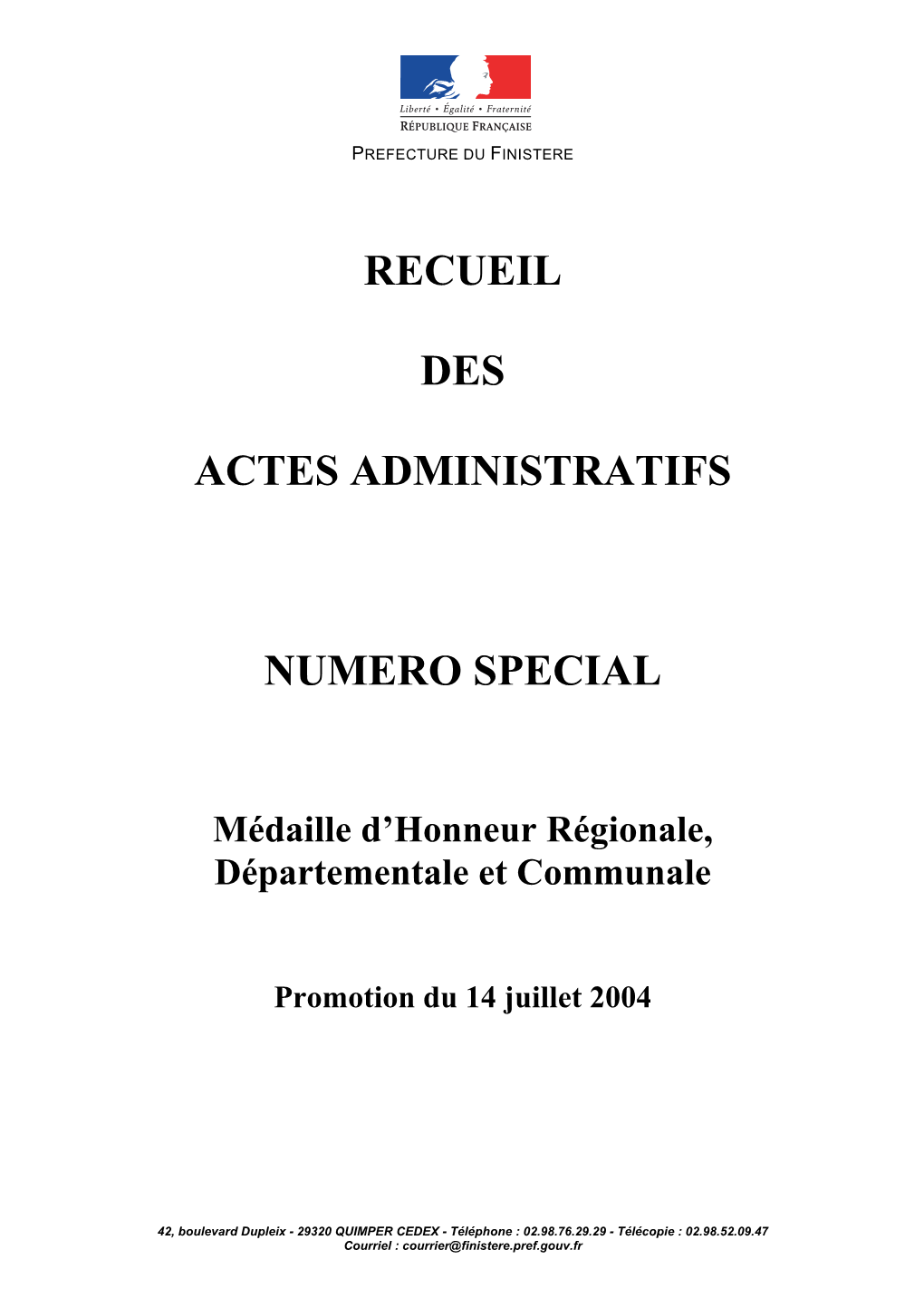 Recueil Des Actes Administratifs Numero Special