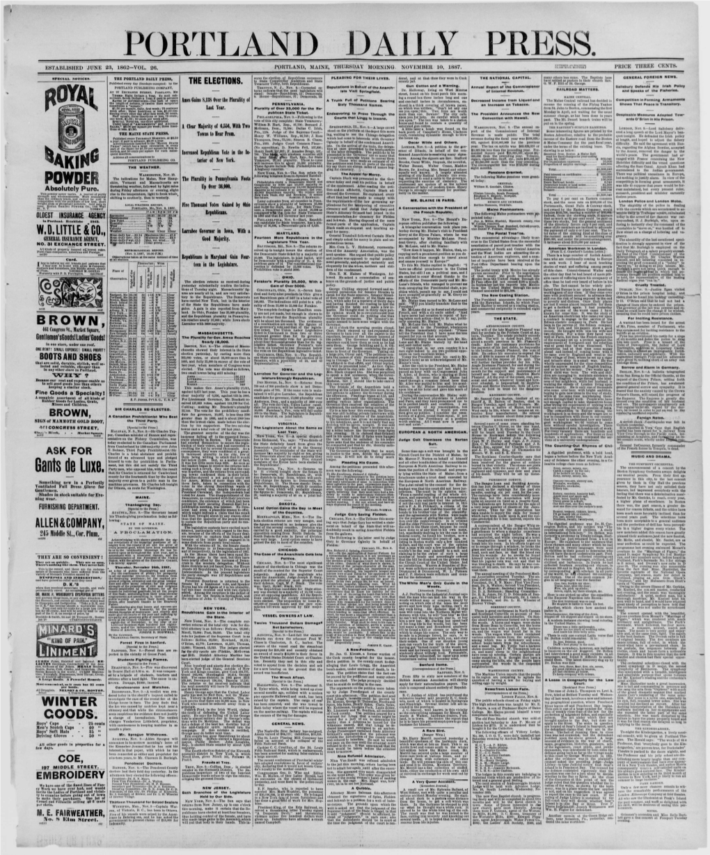 Portland Daily Press: November 10,1887