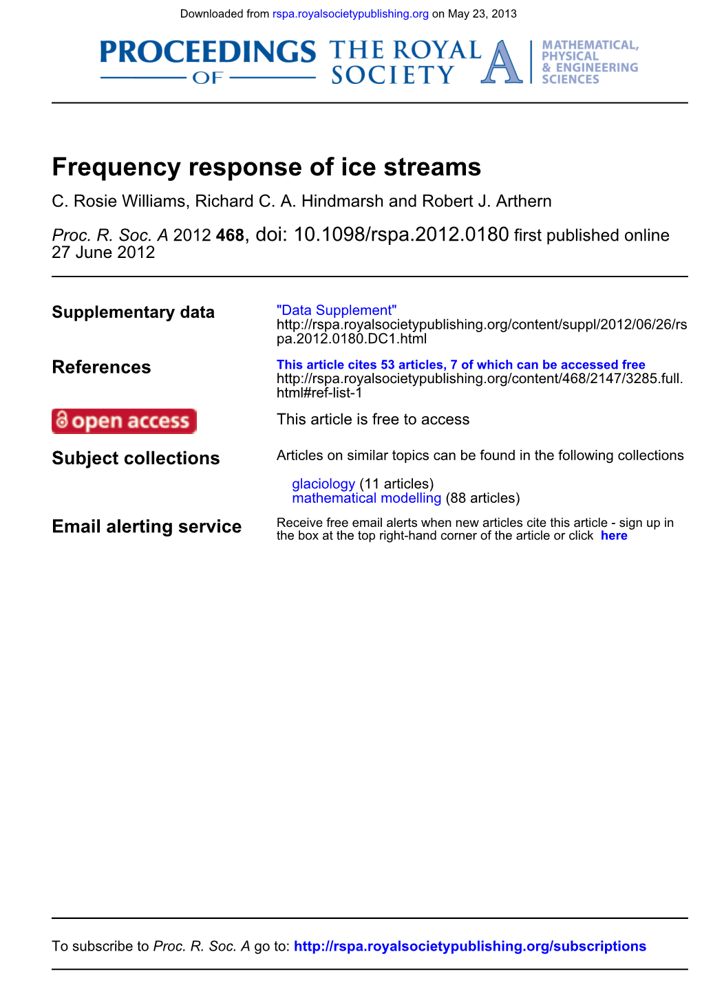 Frequency Response of Ice Streams