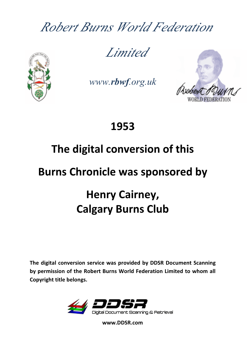 RBWF Burns Chronicle 1953