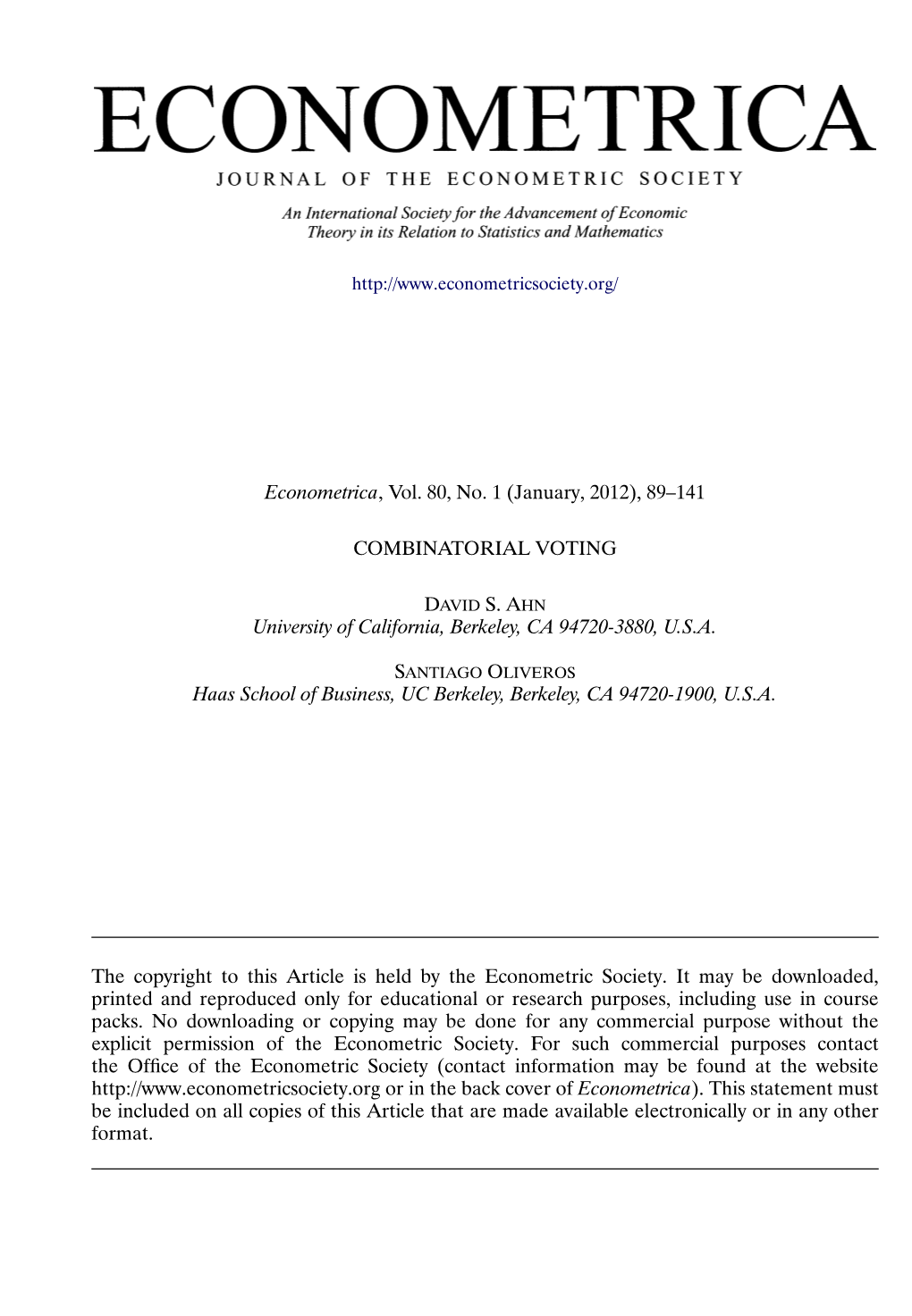 Combinatorial Voting