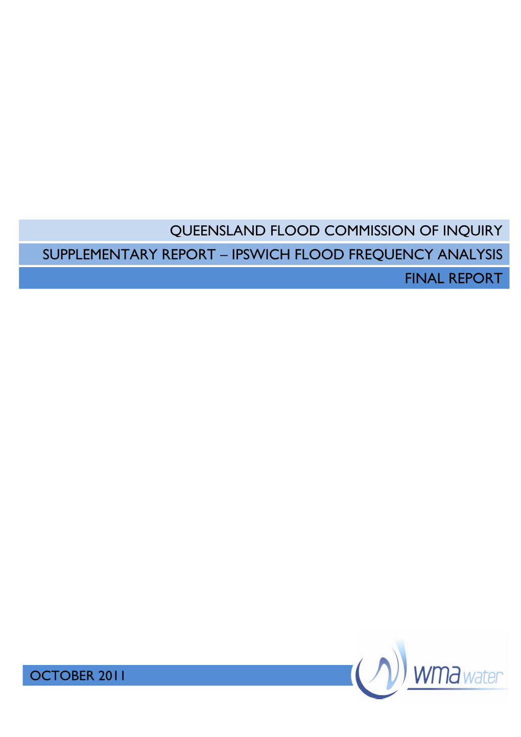 Supplementary Report – Ipswich Flood Frequency Analysis